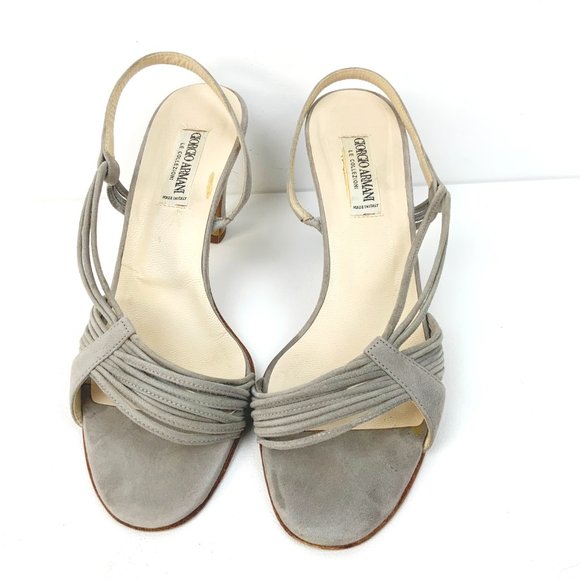 Vintage Giorgio Armani Gray Suede Strappy sandals Heels Sz 39 (8) - Picture 2 of 16